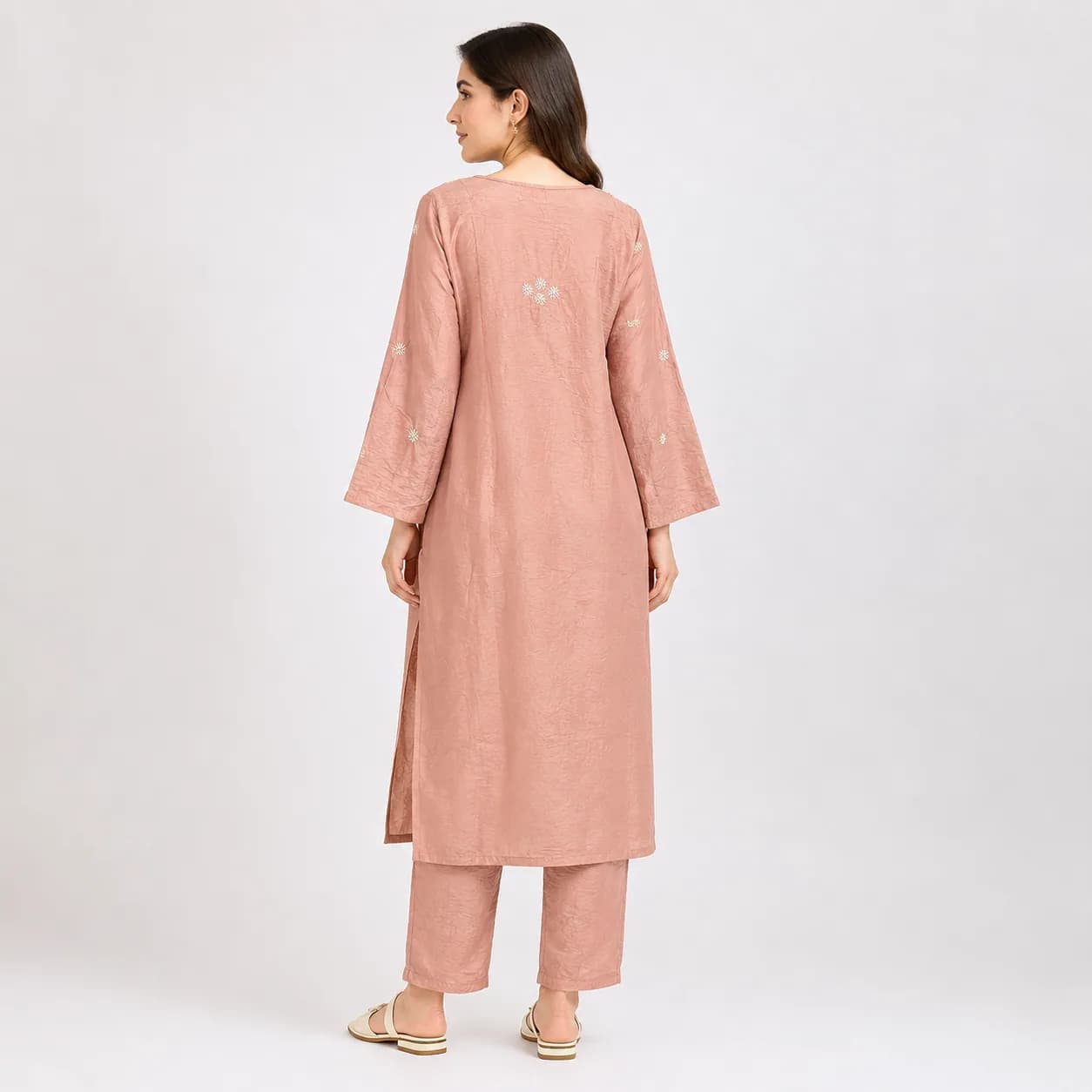 Dusty Rose Chikankari Kurta — view 2