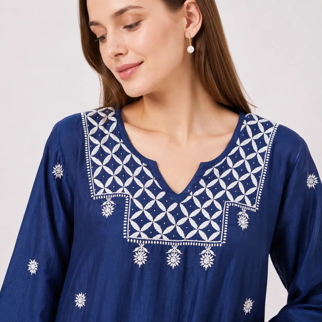 Navy Blue Chikankari Kurta — view 3