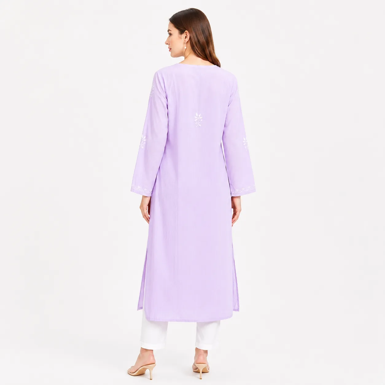 Lavender Embroidered Cotton Kurta