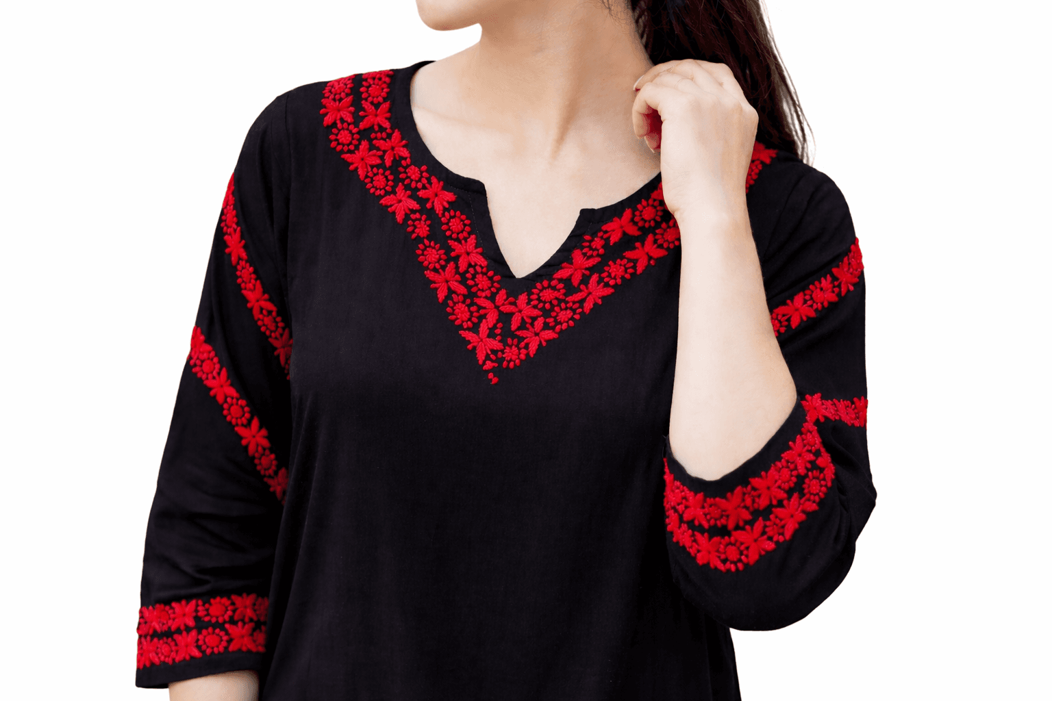 Black Red em Kurta